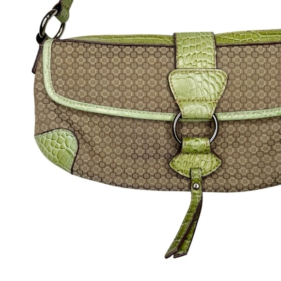 Vintage Nine West Baguette Green and Canvas Women’s Shoulder Bag OS - Picture 2 of 12